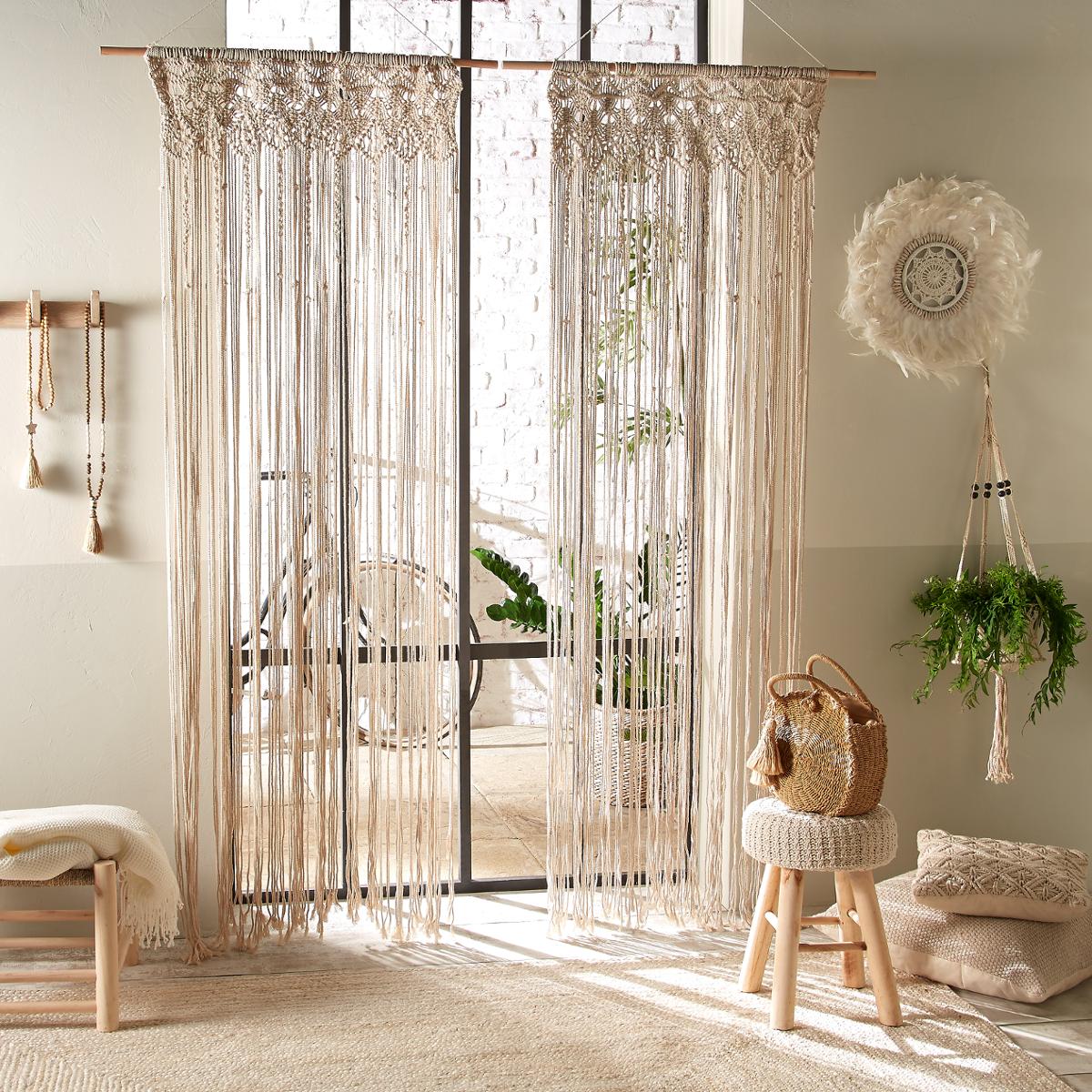 Rideau en fil macramé pour une ambiance bohème-chic
