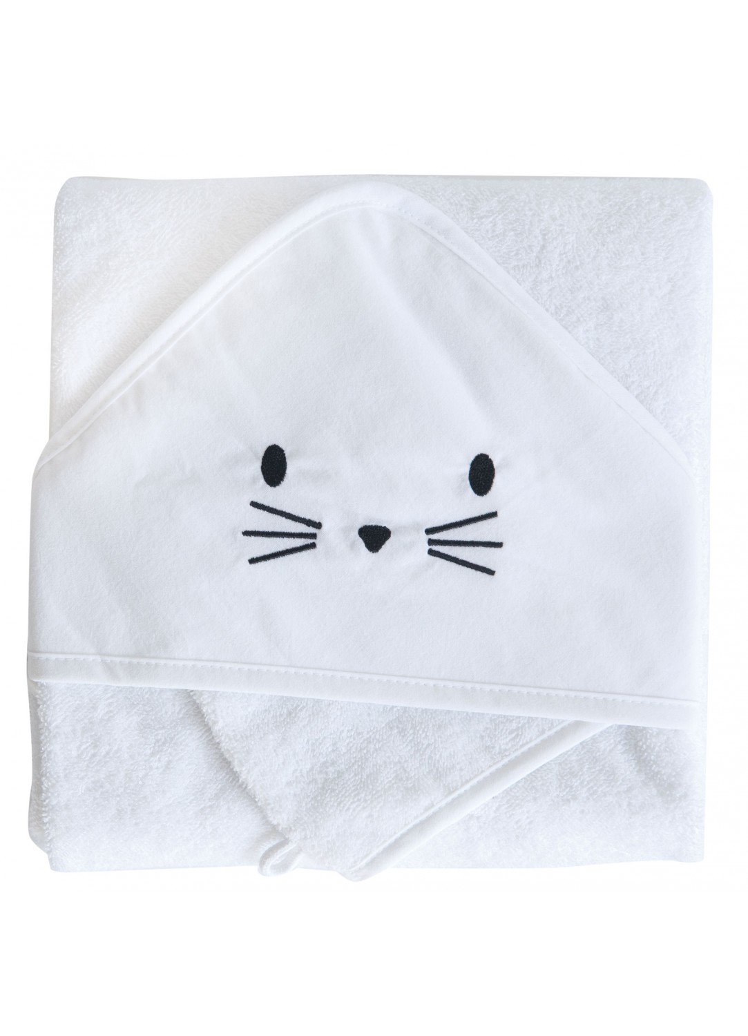 Cape de bain et gant blanc lapin
