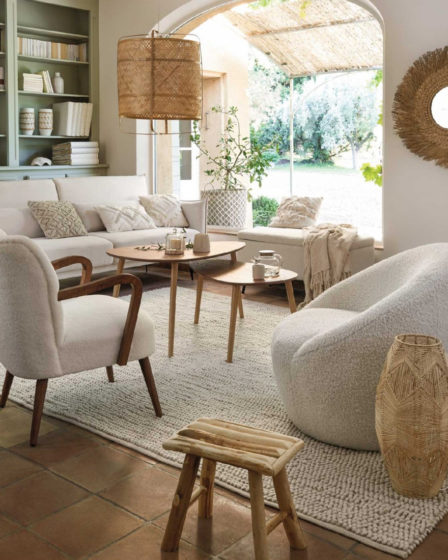 fauteuil et canapé en bouclette