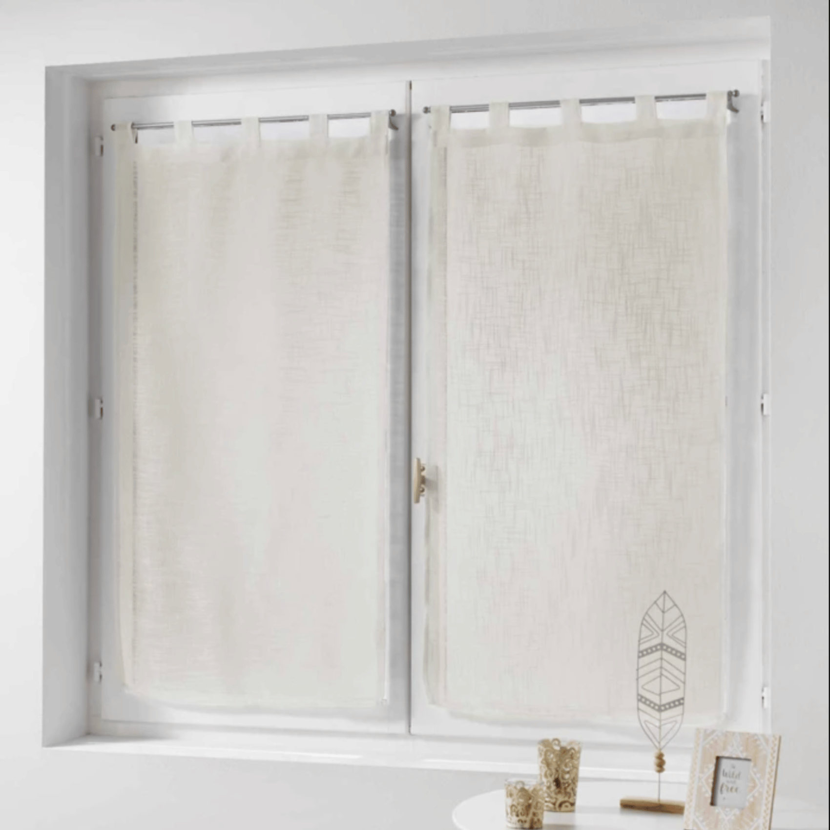 Vitrage en lin beige