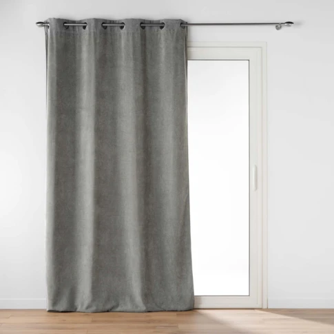 rideau en velours uni gris