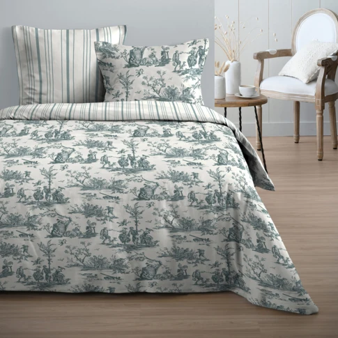 Romantisch katoenen toile de jouy 3-delige bedlinnenset