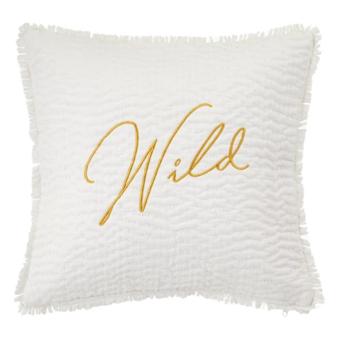 Coussin brodé Wild Romance 45 x 10 x 45 cm Blanc