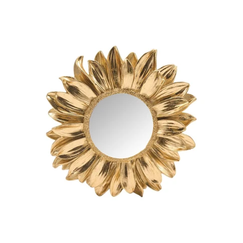 Ex-voto miroir fleur déco murale 18 cm Doré