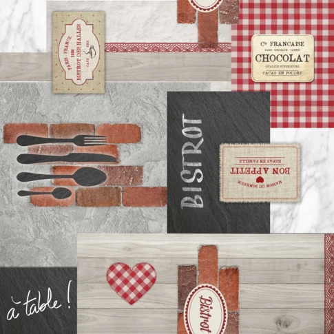 Schützende Unterdecke mit Bistro-Aufdruck