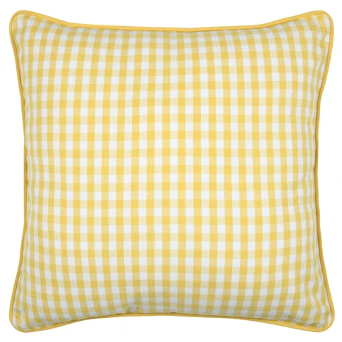 Coussin décoratif motif vichy en polycoton 45 x 45 cm Jaune
