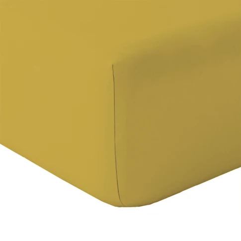 drap housse en coton lavé jaune-curry