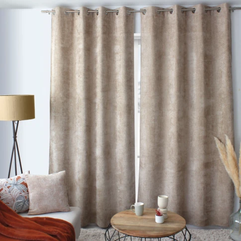 Rideau velours effet chiné tamisant 140 x 240 cm NATUREL