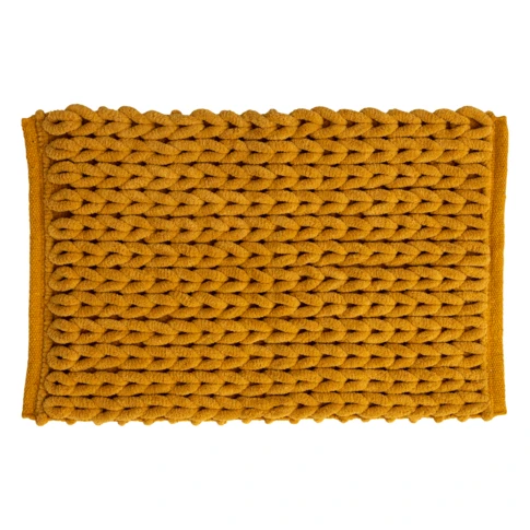 Tapis de bain tressé épais 50 x 75  cm Jaune moutarde