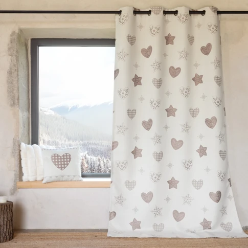 Rideau jacquard à œillets avec motif cœur