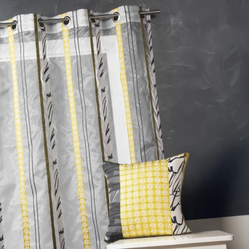Voilage en organza à fines rayures zébrées bambou