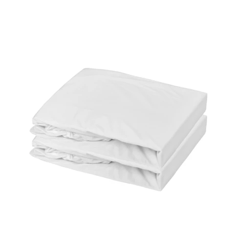 Lot 2 draps-housses extensibles coton pour lit bébé 60 x 120 x 15 cm Blanc