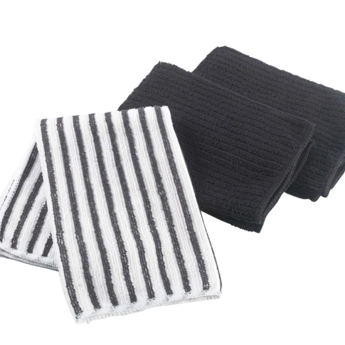 Lot de 3 torchons de cuisine en microfibre ultra-absorbants 40 x 40 cm NOIR