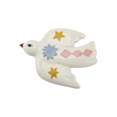 Déco murale oiseau mm étoile L14,1 P10,3 H1,9cm 10 x 14 cm Blanc