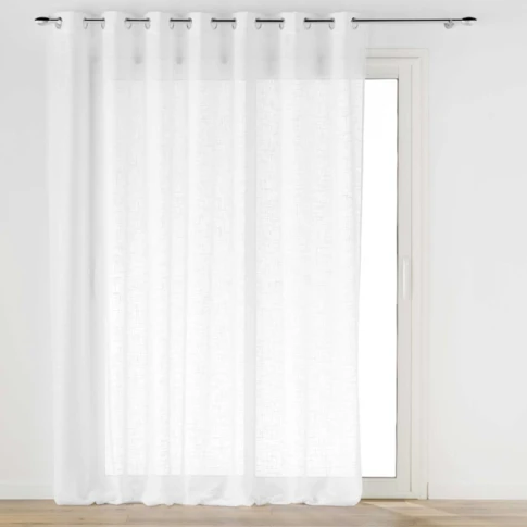 Voilage grande largeur à Oeillets Haltona Blanc Effet Lin Tissé