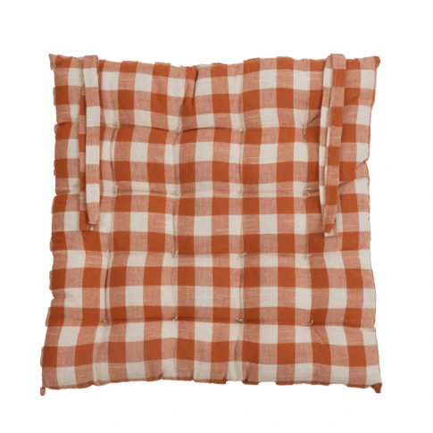Galette de chaise vichy 40 x 40 cm Brique