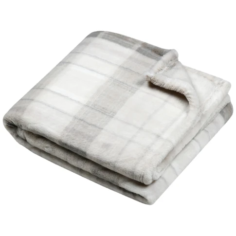 Plaid à carreaux écossais en fausse fourrure 130 x 160 cm BEIGE