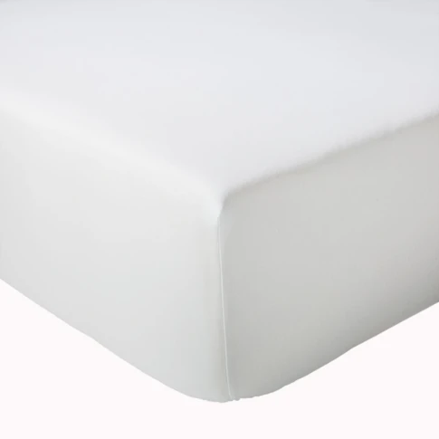 Drap-housse uni en satin de coton 140 x 190 cm Blanc