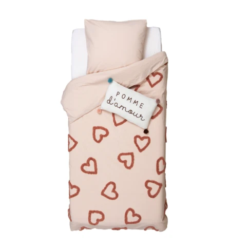 housse de couette à coeurs