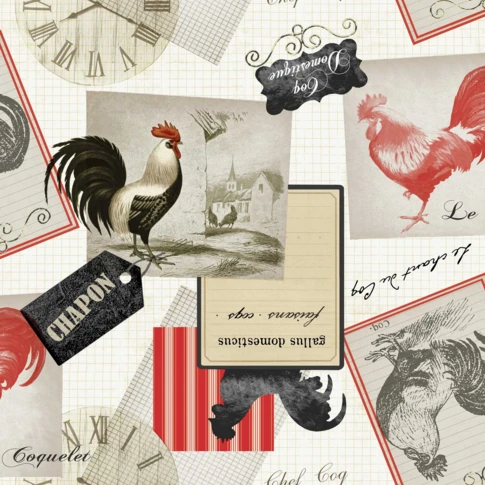 Toile Cirée en PVC Imprimé "Le chant du Coq"