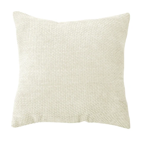 Coussin décoratif en velours chenillé 40 x 40 cm ECRU