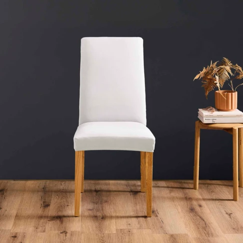 Housse de chaise extensible unie pour assise 40 à 50 cm 0 cm BLANC