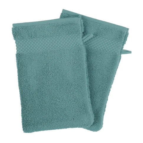 Set de 4 gants de toilette en coton Mirmande 15 x 22 cm Bleu
