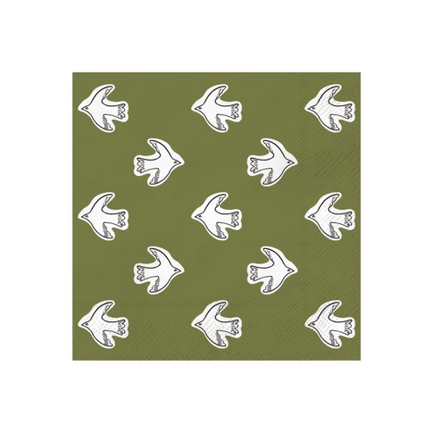 Serviette papier oiseaux kaki x20 33 x 33 cm Kaki