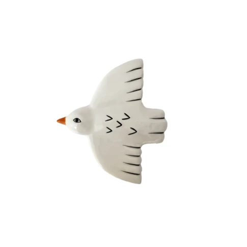 Déco murale oiseau pm blanc L10,2 P8,9 H1,6cm 9 x 10 cm Blanc