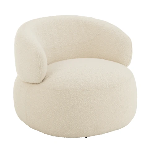 Fauteuil pivotant rond en bouclette 85 x 82 x 73 cm Beige