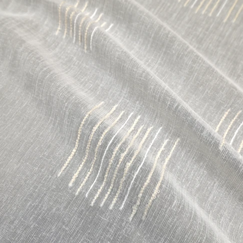 Tissu voilage jacquard à motifs lignes en relief et bas plombé
