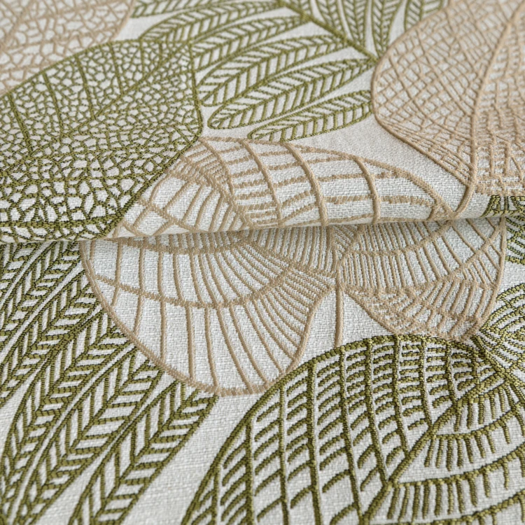 Jacquard-Vorhang aus Poly-Baumwolle mit Blättermuster