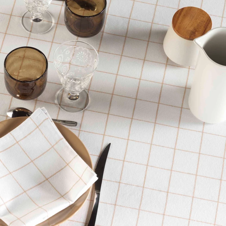 Nappe rectangle à carreaux en polycoton