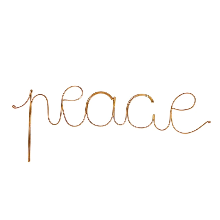 Wort Messingdraht vergoldet "PEACE"