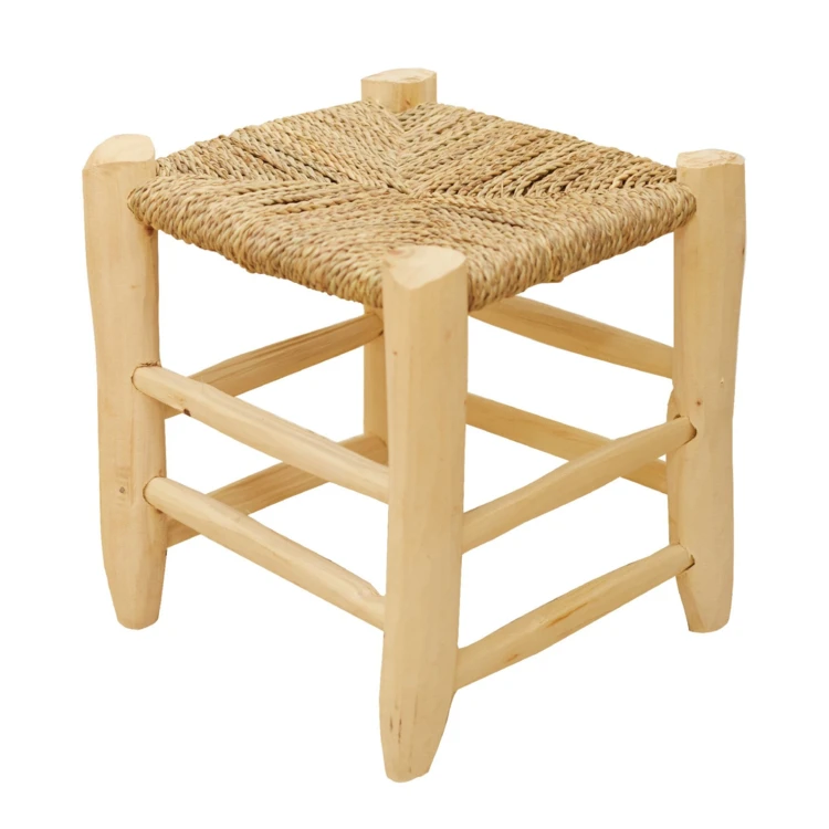Taburete marroquí de madera de laurel