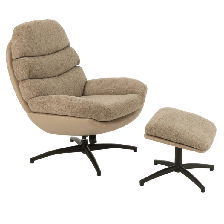Fauteuil relax pivotant et repose pied