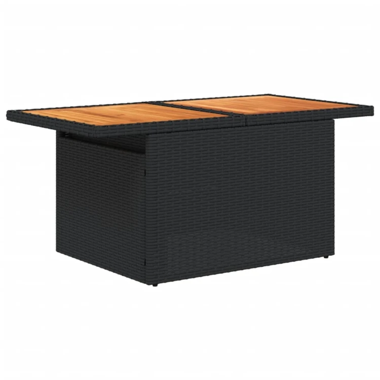 Table basse de jardin relevable en résine tressée et bois