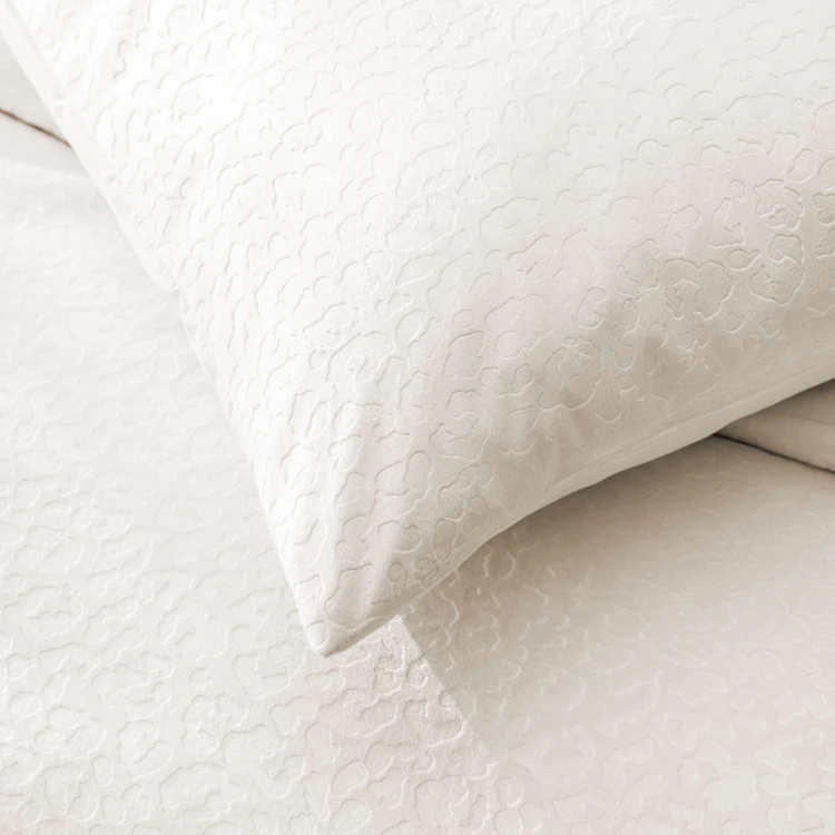 Set da letto a 3 pezzi in velluto goffrato color fulvo: copripiumino + federe