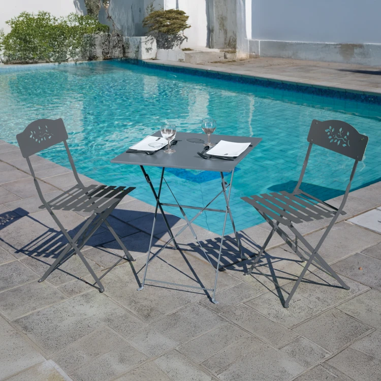 Table carrée de jardin pliante en acier