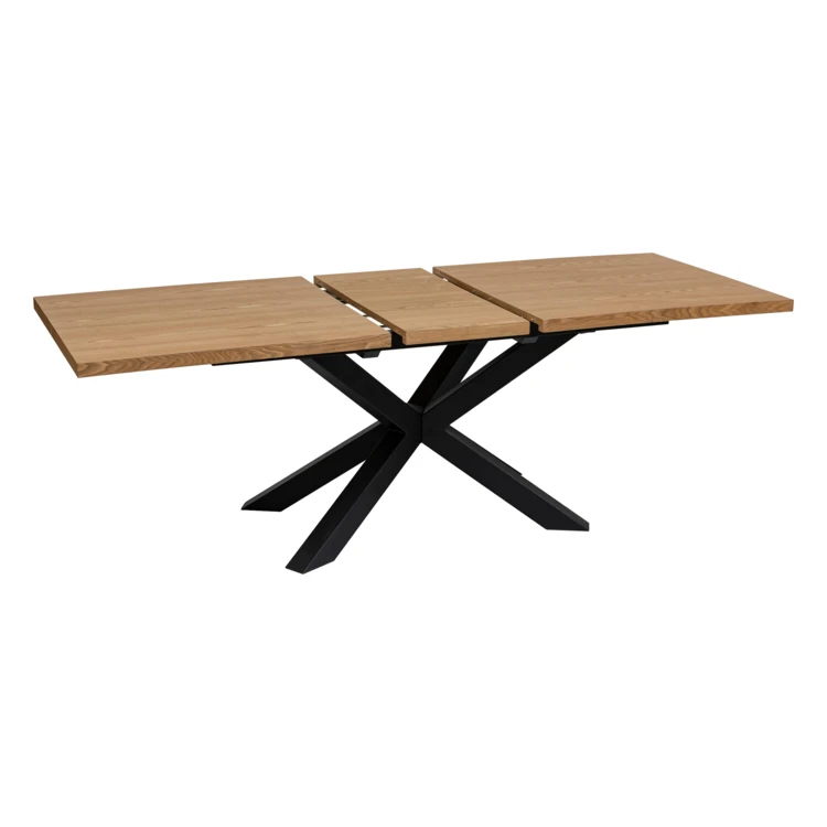 Table à manger extensible aspect bois avec piètement croisé