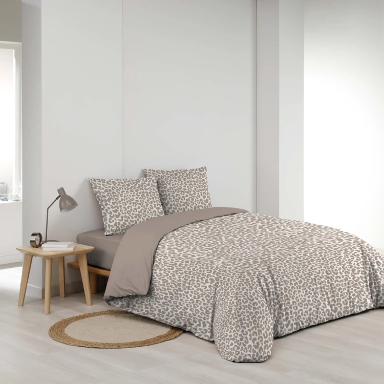 Set da letto a 3 pezzi in cotone al 100% con stampa leopardata: copripiumino + federe