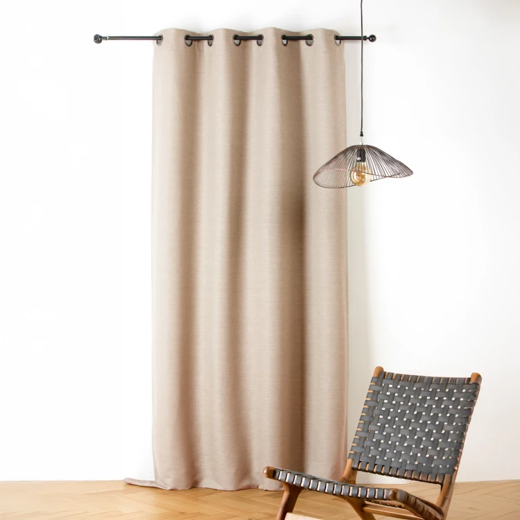 Cortina acústica de algodón y cáñamo – efecto trenzado natural