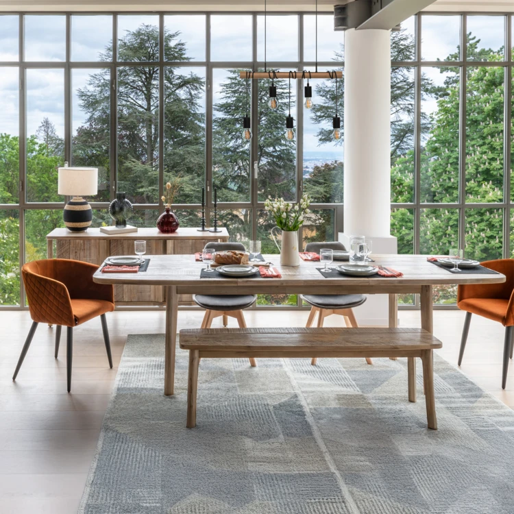 Table à manger extensible en acacia avec rallonges