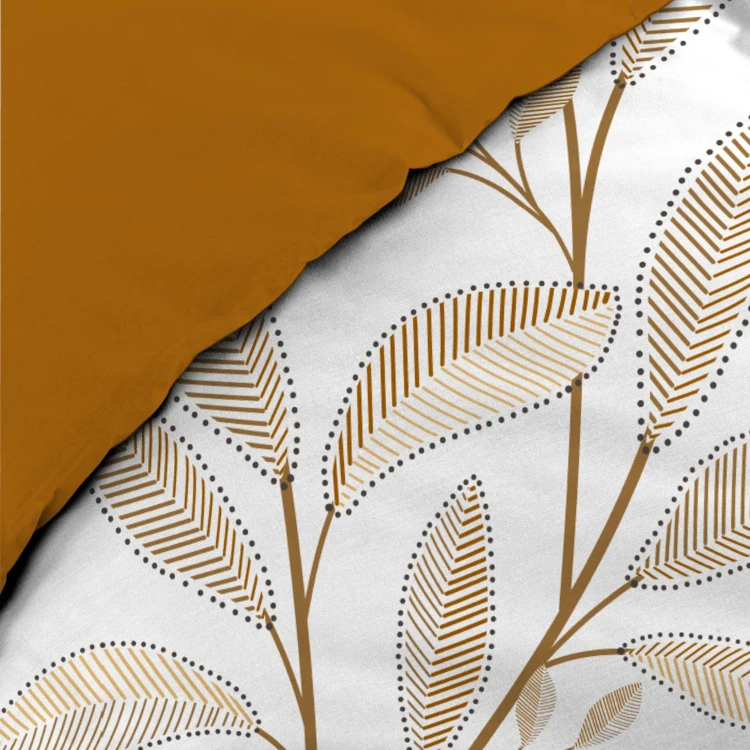 Juego de sábanas de 3 piezas de algodón con estampado de hojas + fundas de almohada