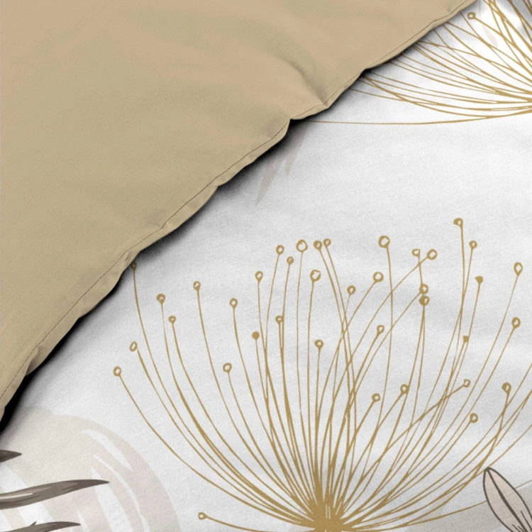 Parure de lit 3 pièces coton motif feuillage floral housse + 2 taies