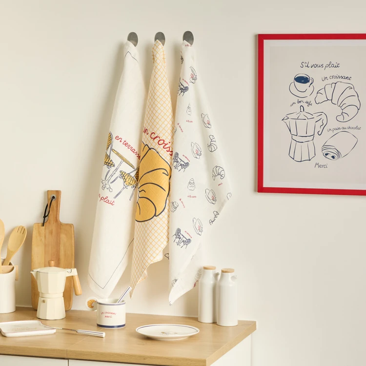 Set di 3 strofinacci da cucina in cotone stampato