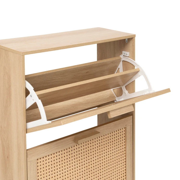 Schuhschrank mit 3 Klappen und Geflechtfronten