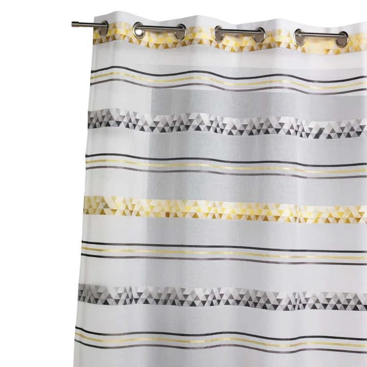 Cortina de jacquard com riscas geométricas