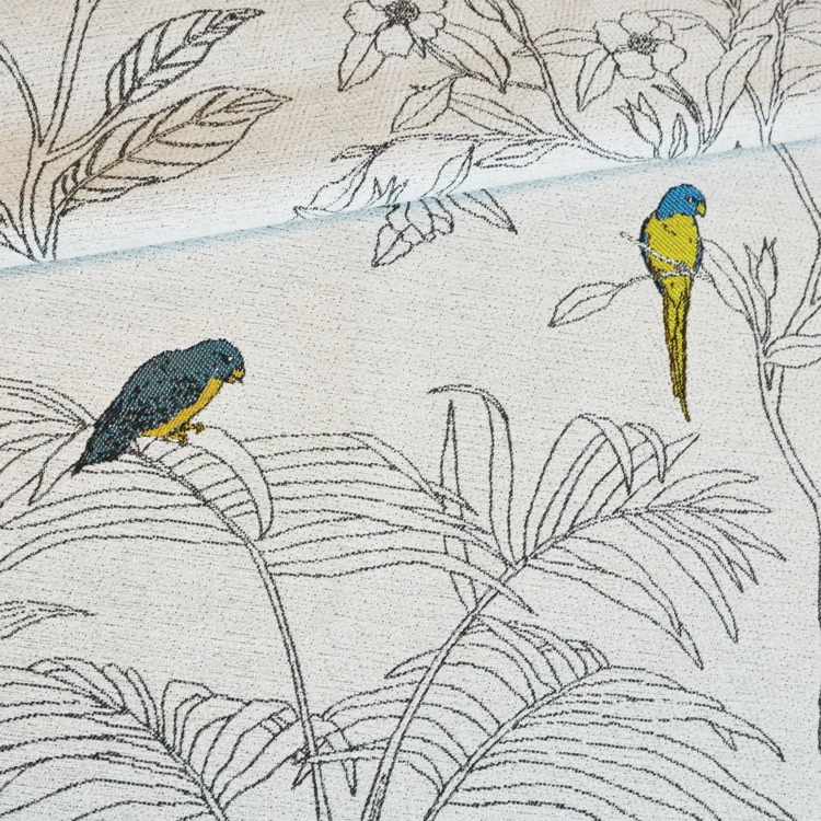 Tende Jacquard con stampa floreale e pappagalli