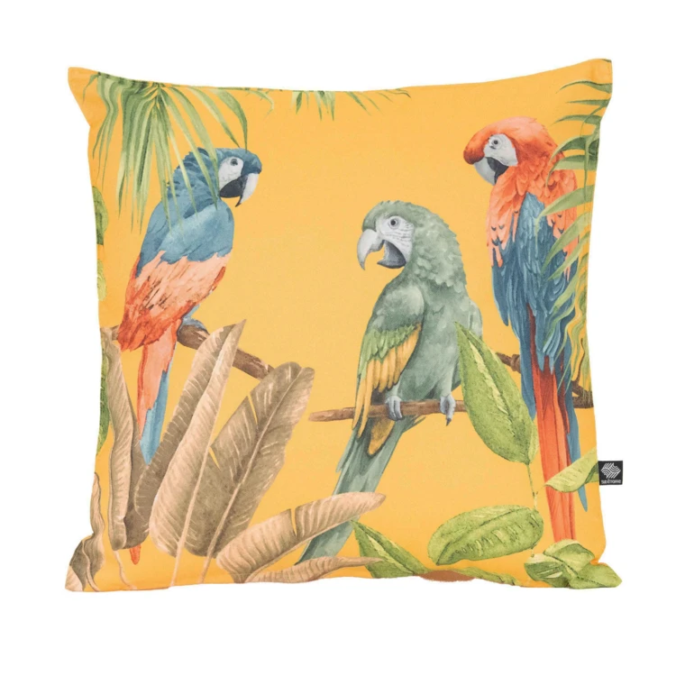 Coussin outdoor imprimé perroquets